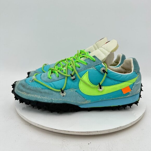 Off-White × Nike Waffle Racer Women Size 11 CD8180-400 Vivid Sky Training Shoes - Picture 1 of 11